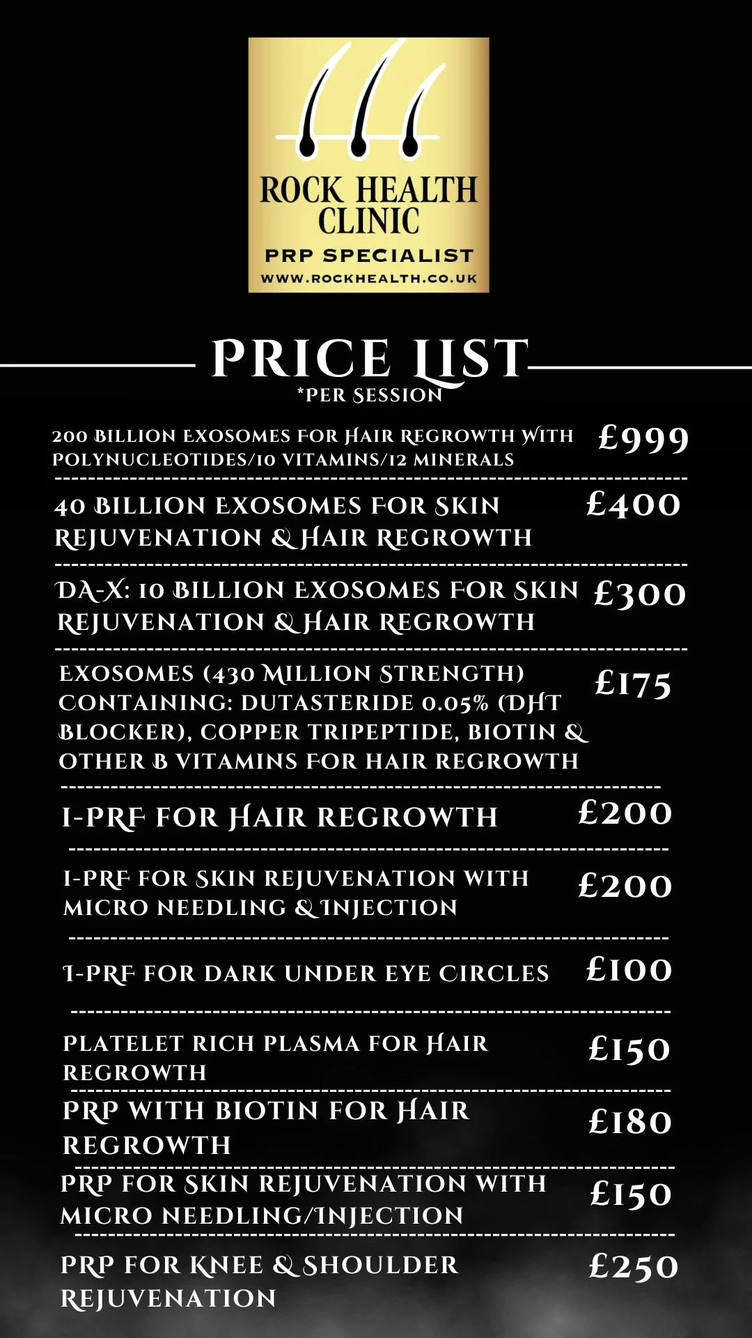 Black and White Minimalist Drink Price List